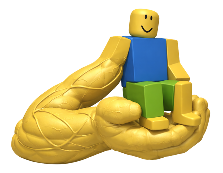 Mascot sitting in giant hand